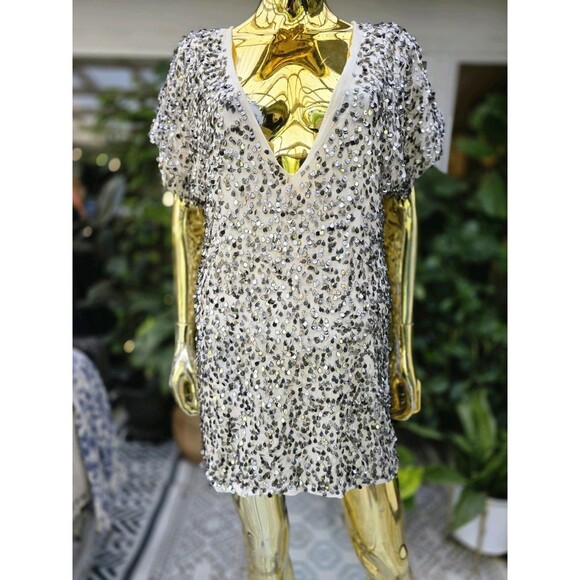 Jen's Pirate Booty Dress Womens P/S Gray Silver Metallic - Picture 4 of 9